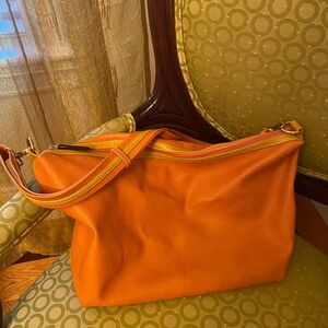 Orange vegan leather bag